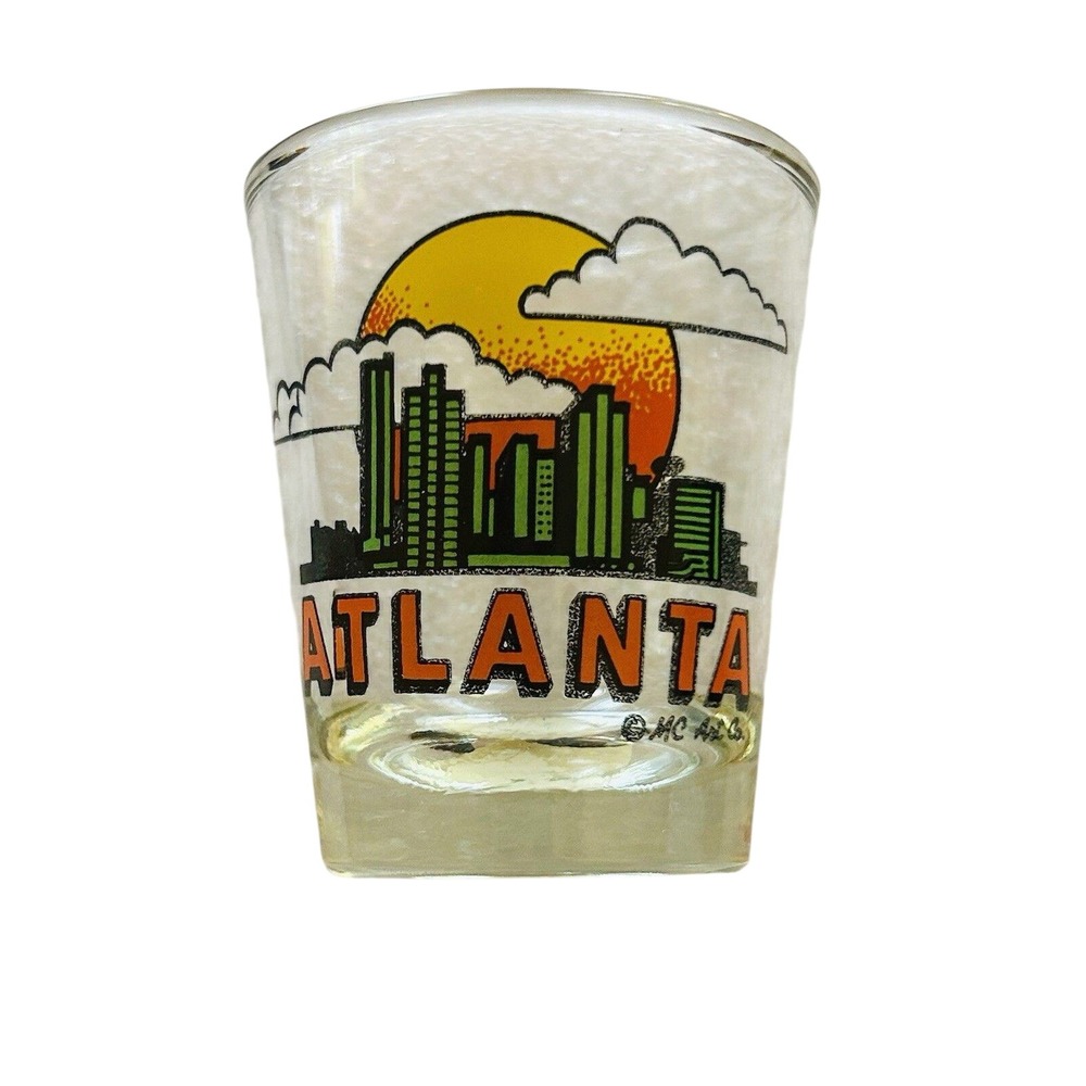 Atlanta Georgia Souvenir Shot‎ Glass Original Purchase Label On Bottom